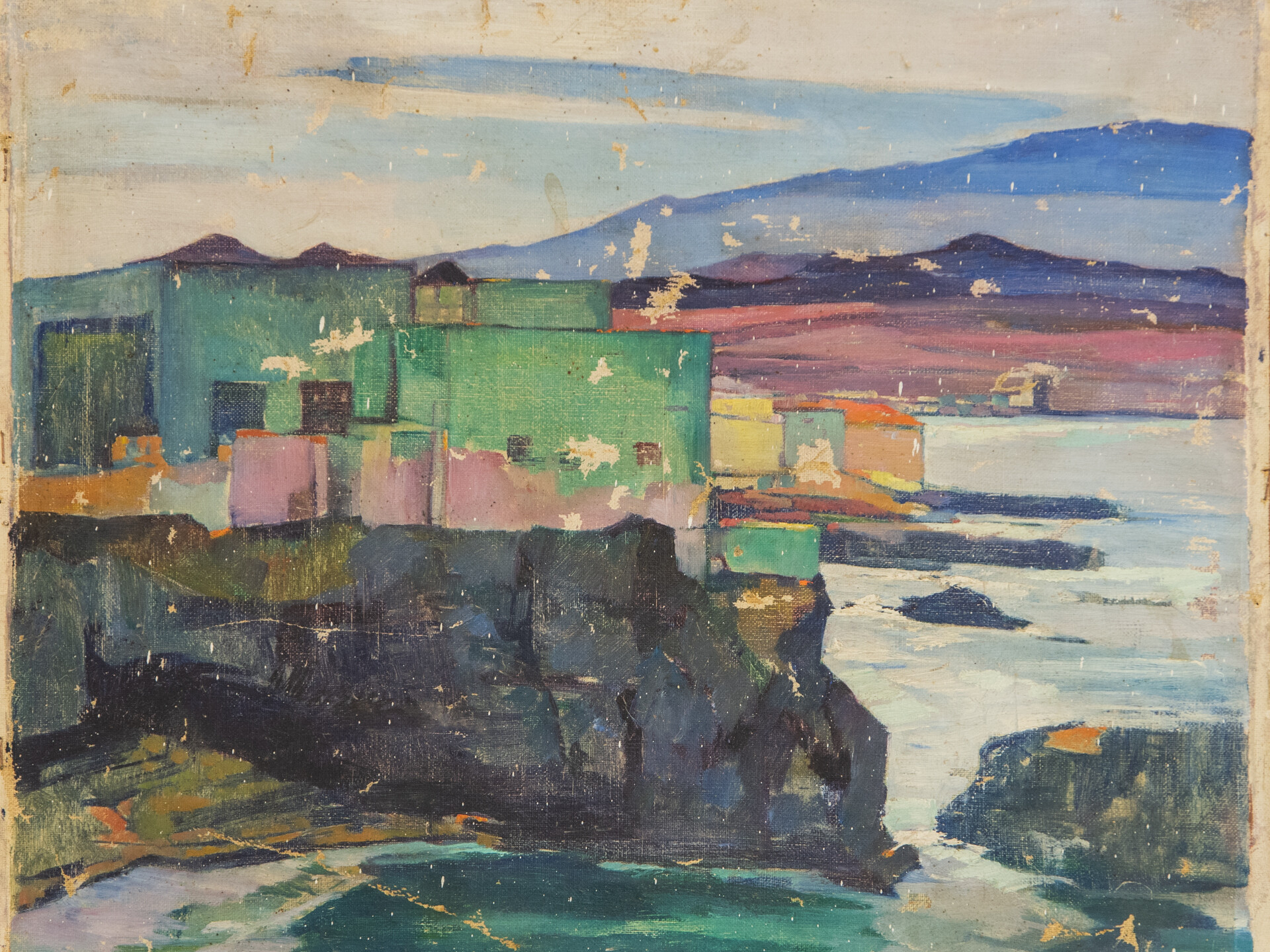 Casa sobre rocas. Anónimo