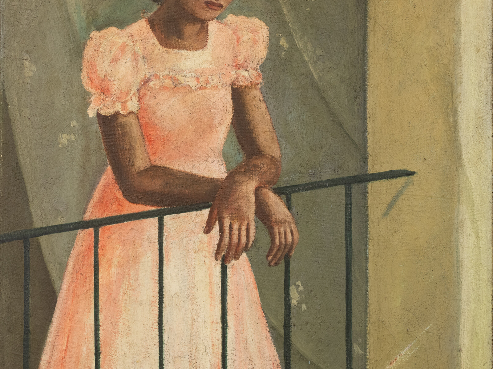 Muchacha en el balcón. Santiago Santana