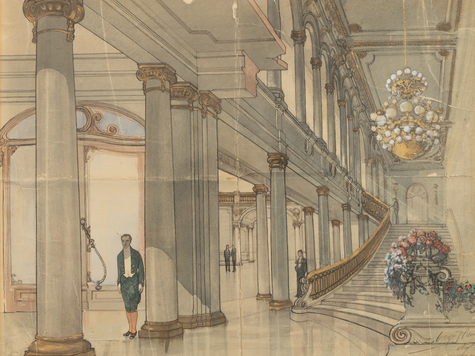 Dibujo alzado escalera. Enrique Cañas Arroyo