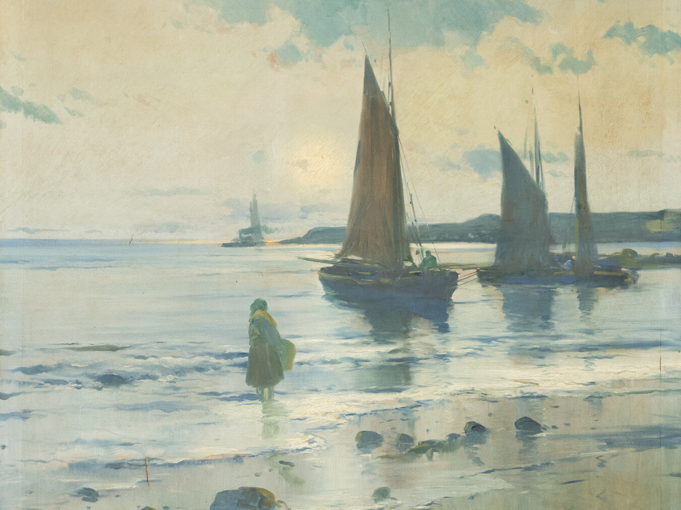 Sin título (Orilla, barcas y mujer). Eliseo Meifrén