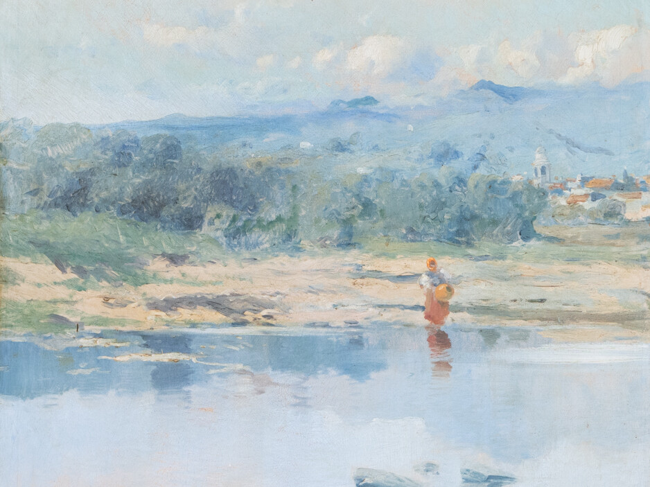 Paisaje con figura con cántaro. Eliseo Meifrén