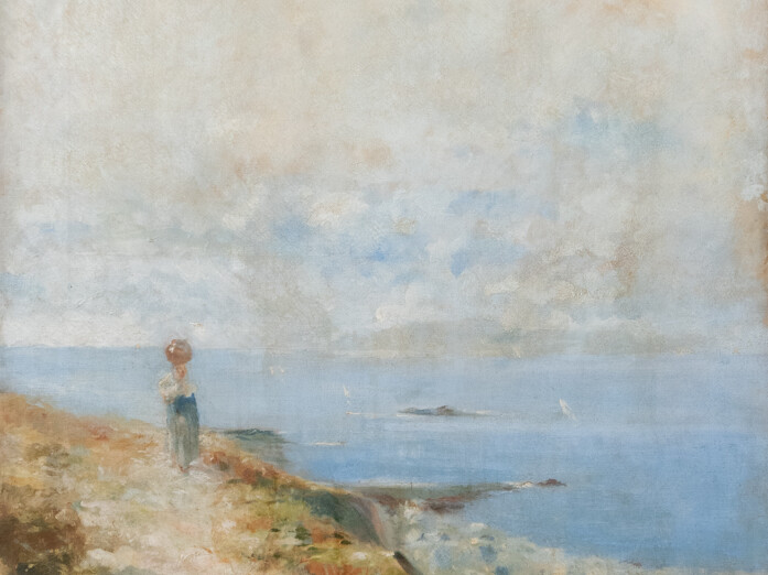 Sin título (Paisaje, camino y mujer con cántaro). Faustino Márquez
